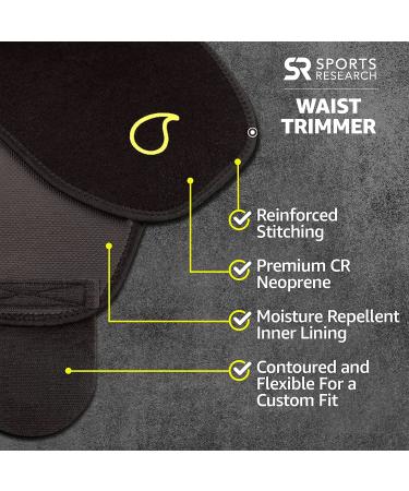 Sports Research Sweet Sweat Waist Trimmer - Medium Black & Yellow Belt for Optimal Sweat & Slimming - Buy Online on GoSupps.com