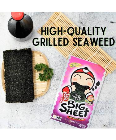 Tao Kae Noi Big Crispy Seaweed Snack Sheets | Japanese Sauce Flavor | Healthy Nori Snacks | 12 Individually Wrapped Sheets | 3.2g Each - Buy Online on GoSupps.com