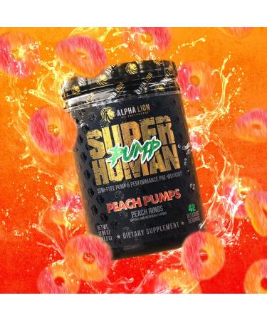 ALPHA LION Superhuman Pump Pre Workout Powder - Nitric Oxide Booster Stim-Free Energy & Focus Peach Rings Flavor (42 Servings) - International Shipping Available - Buy Online on GoSupps.com