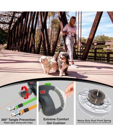 WIGZI Dual Doggie 3.0 Gel Retractable Leash - Grey | Best International Shipping for Dogs - Buy Online on GoSupps.com