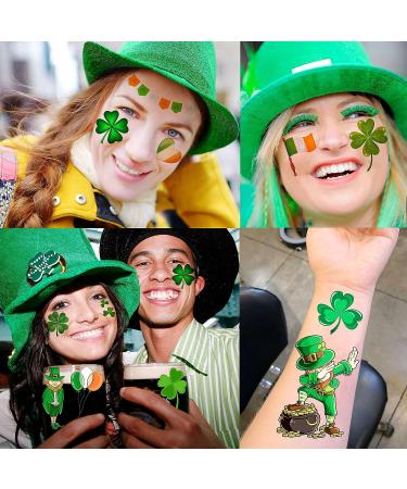 JOEHAPY 229+ PCS St. Patrick's Day Tattoo Stickers - 28 Sheets Green Shamrock Temporary Tattoos for Kids, Men, Women - Irish Party Favor Supply - Buy Online on GoSupps.com