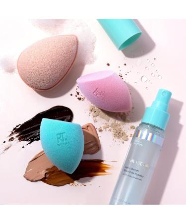 REAL TECHNIQUES Sponge+ Beauty Makeup Blenders for Facial Cleanser Foundation and Setting Powder Probiotic infused (3 Piece Kit) - Buy Online on GoSupps.com