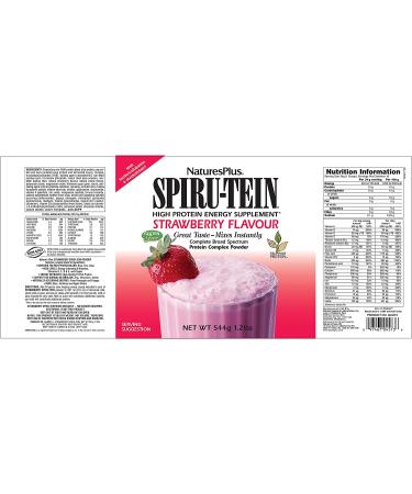 NaturesPlus SPIRU-TEIN Shake Strawberry 1.2 lbs - Plant Based Meal Replacement with Spirulina Protein Powder - Vegetarian & Gluten-Free - Energy Boost - 16 Servings - Buy Online on GoSupps.com