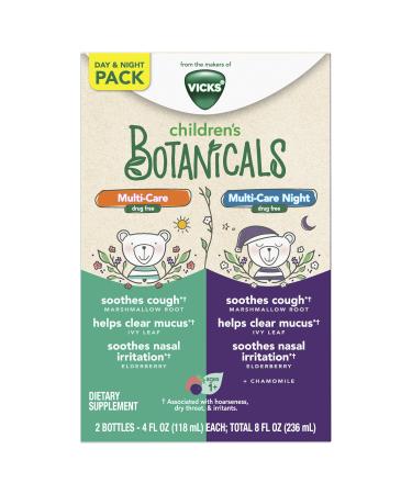 Vicks Children's Botanicals Cough Syrup + Mucus + Nasal Delicious Kids' Berry Flavor 4 Fl Ounce (Pack Of 2) 8 Fl Ounce (OLD) Botanical Twin Pack