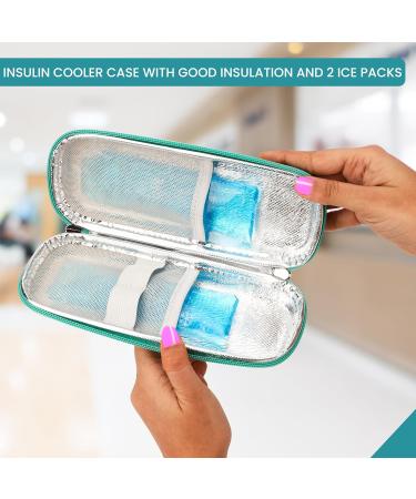 Belle Vous Insulin Cooling Bag Travel Set | Diabetes Pocket for Insulin & Meds | Reusable Cooling Packs | Portable Light Blue Medication Box - Buy Online on GoSupps.com