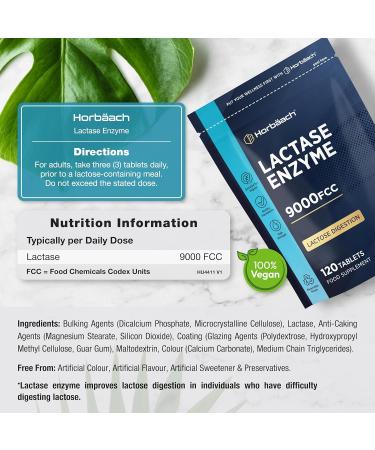 Lactase Enzyme Tablets for Improved Lactose Digestion | 180 Capsules by Horbaach - Buy Online on GoSupps.com