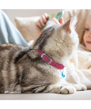 Collardirect Leather Cat Neck Band - Safety Collar with Elastic Belt & Bell | Adjustable 23-28 cm | Pink & More Colors - Buy Online on GoSupps.com