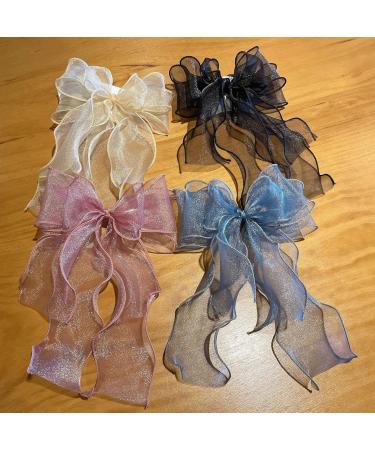 Duories Big Haircroopy Hair Clips for Girls & Women - Elegant Organza Bail Hair Accessories in Blue - Buy Online on GoSupps.com