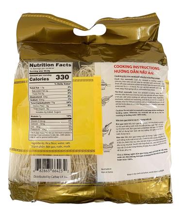 Cathay Vietnamese Rice Stick Vermicelli Noodle - 100% Natural Ingredients - Bun Tuoi Vietnam - Non-GMO - Gluten Free - No Additives - 2 LB Pack - Buy Online on GoSupps.com