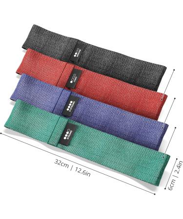 Fitness Band Set - Latex/Fabric Resistance Tapes & Training Book | Strength Training Booty & Yoga Bands - 4-Piece Set for Optimal Workouts - Buy Online on GoSupps.com