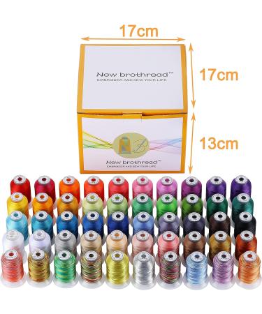 New brothread 50 Spools Embroidery Thread Kit - 40 Brother Colors, 8 Variegated, 2 Metallic - for Janome Singer Pfaff Husqvarna Machines - Buy Online on GoSupps.com