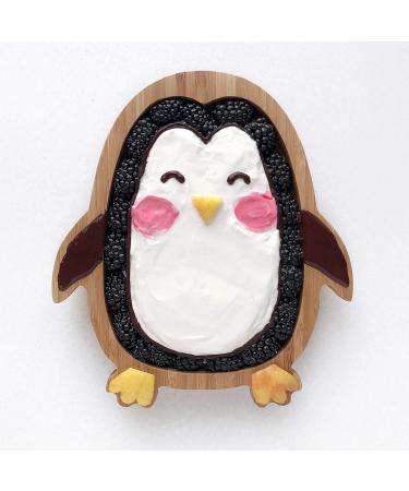 Bamboo Baby Plate with Suction Cup - Non-Toxic Penguin Orange Plate for Toddlers | Eco-Friendly Baby Food Solution - Buy Online on GoSupps.com