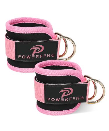 powerfeng Ankle Strap Cable Machine: Ankle Cable Attachments for Gym Ankle Cuff Cable Glute Kickback Ankle Straps for Leg & Glute Ankle Cuffs Women Pink-Pair 2