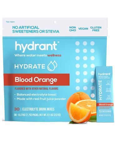 HYDRANT Hydrate 30 Stick Packs, Electrolyte Powder Rapid Hydration Mix, Hydration Powder Packets Drink Mix, Helps Rehydrate Better Than Water (Blood Orange, 30 Pack) Blood Orange 30 Count (Pack of 1)