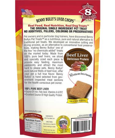 Benny Bullys Chops Small Bites Beef Liver Dog Treats (260g) + Chops Beef Liver Dog Treats (500g) - Buy Online on GoSupps.com