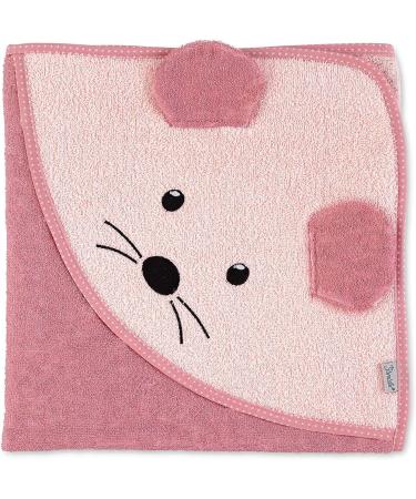 Sterntaler Hooded Bath Towel Mouse Mabel - Pink 100x100 cm for Babies | Soft & Cozy Towel for Newborns - Buy Online on GoSupps.com