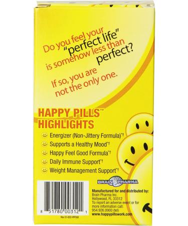 Brain Pharma Happy Pills - 60 Count | Boost Mood and Focus - Buy Online on GoSupps.com