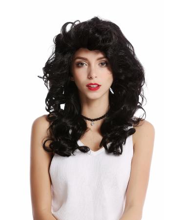 WIG ME UP WL-3010-1B Ladies Wig - Black Long Wavy Voluminous Backcombed 80s Style 55cm | International Shipping - Buy Online on GoSupps.com
