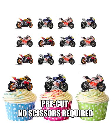 Moto GP Motorcycles Ducati Honda Yamaha Mix 12 Edible Paper Cup Cake Topper Decoration - Buy Online on GoSupps.com