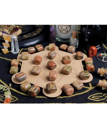 Crocon Unakite Gemstone Rune Stones Set | 25 Pcs Elder Futhark Alphabet Engraved Symbols | 15-20 mm Size - Buy Online on GoSupps.com