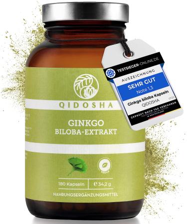 Qidosha Ginkgo Biloba 50: 1 extract capsules high dose test winner 07/23* 180 capsules in the glass Ginkgo biloba highly dose German production vegan laboratory test without fillers - Buy Online on GoSupps.com