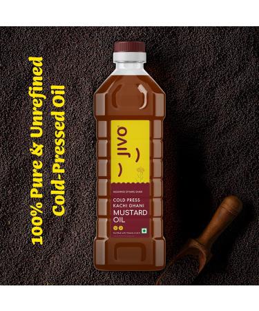 Jivo Wellness Pvt Ltd JIVO Cold Pressed Kachi Ghani Chemical Free Mustard Daily Cooking Oil 1 Liter Recommended for roasting frying baking All types of cuisines Mustard Oil - Buy Online on GoSupps.com