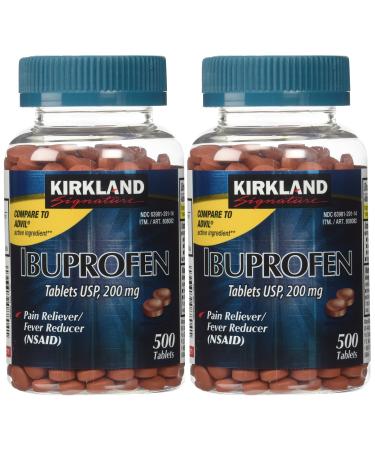 Kirkland Signature USP Ibuprofen, 2 Bottles 200 mg of 500 Tablets Each