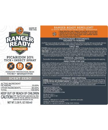 Ranger Ready Picaridin 20% Tick & Insect Repellent 3.4 oz - Deet-Free Bug Spray - Travel Size - Pack of 1 - Buy Online on GoSupps.com
