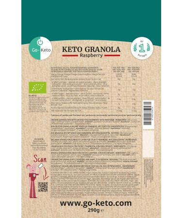 Go-Keto BIO Keto Granola Raspberry 6x 290g - Keto Muesli for a delicious Keto breakfast with coconut chips n - Buy Online on GoSupps.com