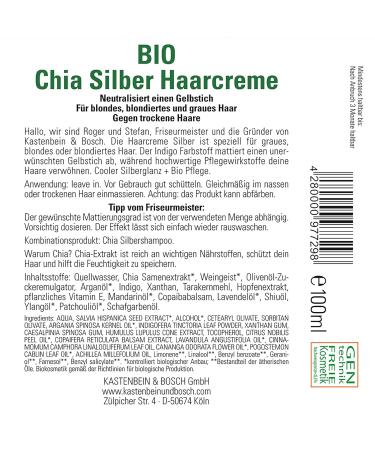 Buy Bosch Chia Hair Cream Silver Vegan Hair Care for Gray Blond & Bleached Hair | Natural Cosmetics Quality (100ml) - International Shipping Available - Buy Online on GoSupps.com