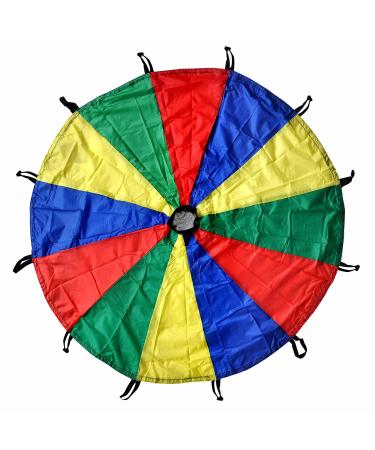 GSI Kids Play Parachute 12 Ft, 16Ft, 20 Ft, Rainbow Parachute Toy Tent Game for Children Gymnastics Cooperative Play and Outdoor Playground Activities 12 Feet
