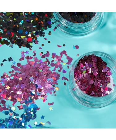 Moon Glitter Pink Holographic Glitter Shapes - 3g - Cosmetic Festival Makeup for Face, Body, Nails, Hair, Lips - Buy Online on GoSupps.com