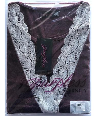 Purpless Maternity Sleeveless V-Neck Lace Detail Nightdress - Plum Melange - Size 10 - Buy Online on GoSupps.com