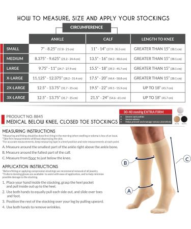 Truform 30-40 mmHg Compression Stockings for Men & Women - Knee High Closed Toe White - Small Size (Pack of 3 - Buy Online on GoSupps.com