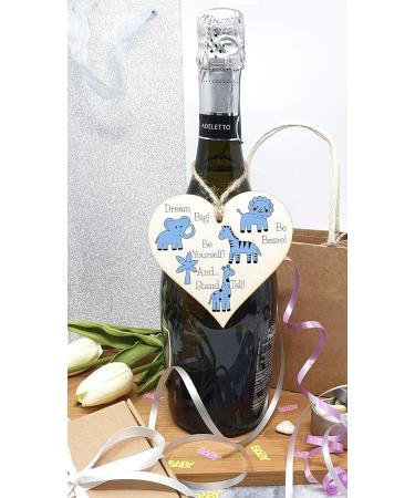 Plum Penguin Handmade Wooden Hanging Heart Plaque - Be Brave, Dream Big, Be Yourself | Blue Safari Animals Nursery Wall Decoration - Ideal New Baby Gift - Buy Online on GoSupps.com