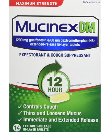 Mucinex DM Maximum Strength 12-Hour Expectorant and Cough Suppressant Tablets 14 ct