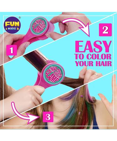 FunKidz Hair Braiding Kit for Girls 8-12 | Handheld Temporary Hair Coloring Clamp with Hair Chalk | Washable Hair Makeup Kit - Buy Online on GoSupps.com