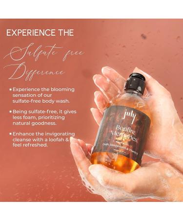 July Bonfire Memories Body Wash 300ml - Oudh & Sandalwood Vitamin E Moisturizer Exfoliating Shower Gel for Men & Women | Long Lasting Fragrance - Buy Online on GoSupps.com