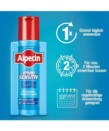  Alpecin Alpecin Hybrid Shampoo with Caffeine - 3 x 250 ml - Men's Shampoo - For dry and itchy scalp - Against hereditary hair loss - Men's hair care - Buy Online on GoSupps.com
