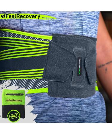 Feel Recovery Back Bandage for Men & Women | Support Belt for Work & Sports | Lower Back Relief for Sciatica Herniated Disc & Scoliosis - M Green - Buy Online on GoSupps.com