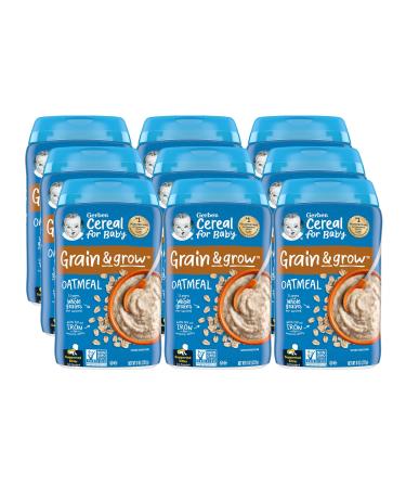 Gerber Cereal for Baby 1st Foods Grain & Grow Oatmeal Cereal, Made with Whole Grains & Essential Nutrients, Non-GMO, For Supported Sitters, 8-Ounce Canister (Pack of 9)