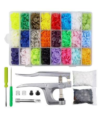 TmppDeco Plastic Snaps with Snap Pliers  460 Sets 24-Colors Snap Buttons for Sewing  Snap Fasteners Kit for Sewing  Clothing  Crafting