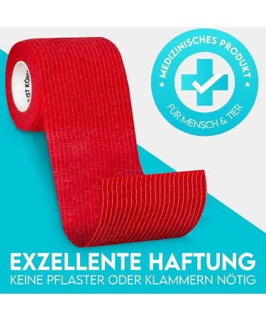 Hund ist K nig Self-Adhesive Elastic Binding Bandage 12x4.7m - Ideal for Humans & Animals - 12 Rolls (5cm x 4.7m) Red - Shop Now! - Buy Online on GoSupps.com