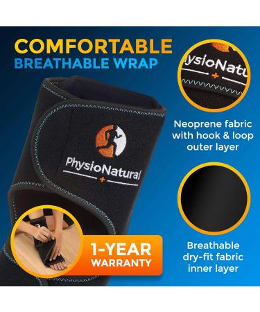 PhysioNatural Foot & Ankle Ice Wrap with 2 Cold Gel Packs for Pain Relief - Ideal for Sprained Ankle, Achilles Tendon Injuries, Plantar Fasciitis, Bursitis & Sore Feet (XS-XL) - Buy Online on GoSupps.com