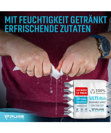 Moist Toilet Paper - 120 Biodegradable Wet Wipes | Alcohol-Free & Aloe Vera Enriched | Flushable 15x20cm - Buy Online on GoSupps.com