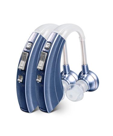 Digital Hearing Amplifiers Qty 2 (Modern Blue) 500hr Battery by Britzgo BHA-220D