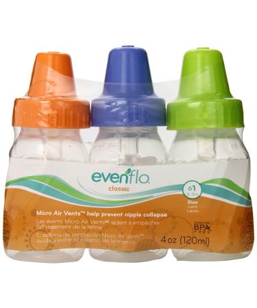 Evenflo 3 Pack Classic Clear Bottle without BPA 4 Ounce (Discontinued by Manufacturer)