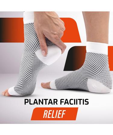 Fit Nation Plantar Fasciitis Support Socks (2 Pairs) - Ultimate Compression Sleeves for Weak Ankles, Arches, and Heels - Size L-XL White - Buy Online on GoSupps.com