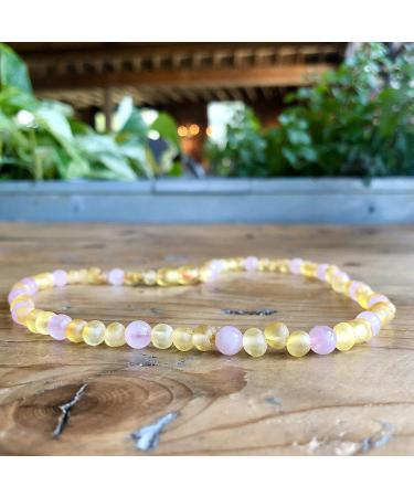 Adult Raw Baroque Baltic Amber Necklace - Natural Pain Relief for Migraines, Sinus, Arthritis - Honey Rose - Buy Online on GoSupps.com