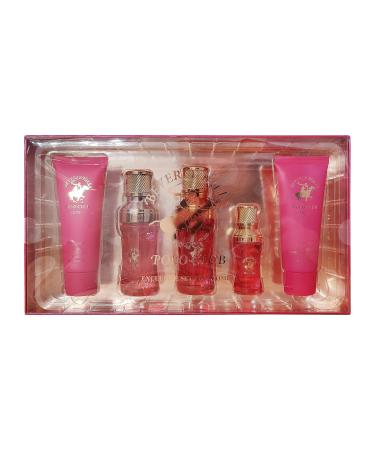 Beverly Hills Polo Club BHPC HOT Women's Exclusive 5 Piece Set Fragrance Collection with Natural Body Lotion Eau de Parfum (1.7oz & 0.5oz) and Hair Body Wash - Perfect Holiday Gift for Her